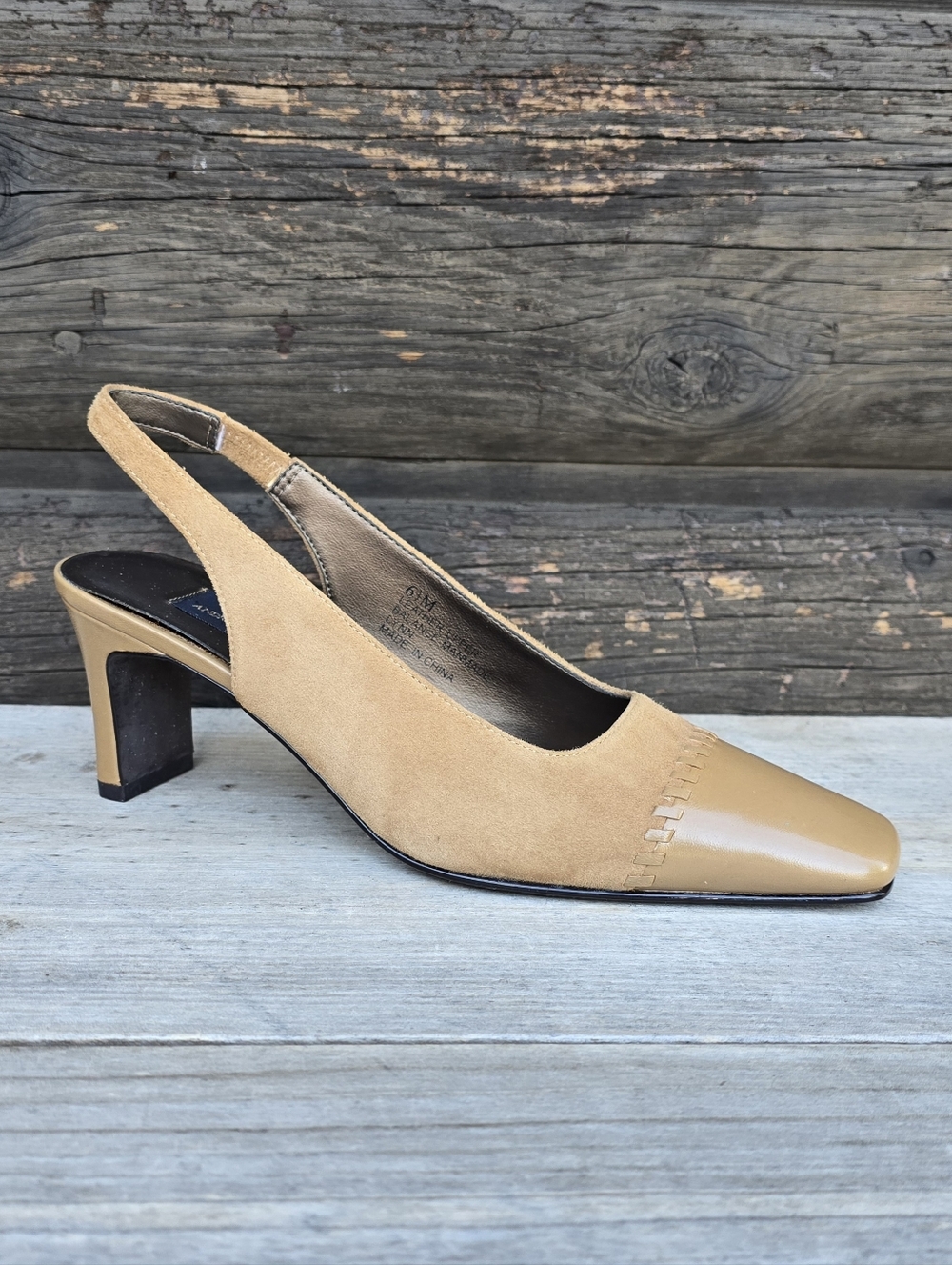 Andrea Viccardo NEW Lynn 90s Minimalist Revival Sqaure Toe Slingback Heels 6.5M